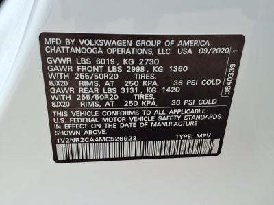 2021 Volkswagen Atlas 3.6L V6 SE w/Technology R-Line