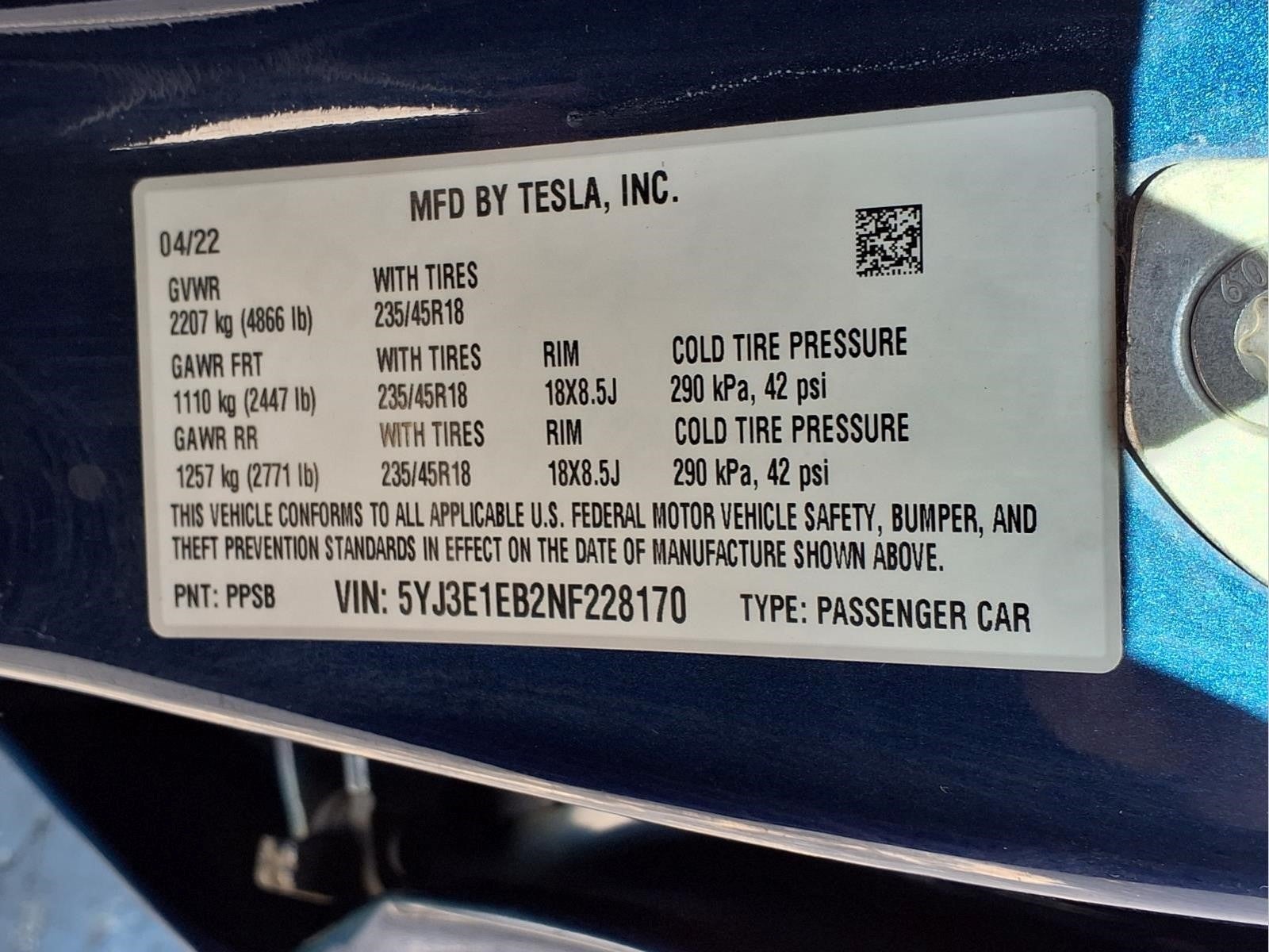 2022 Tesla Model 3 Long Range