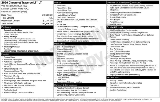 2026 Chevrolet Traverse LT 1LT